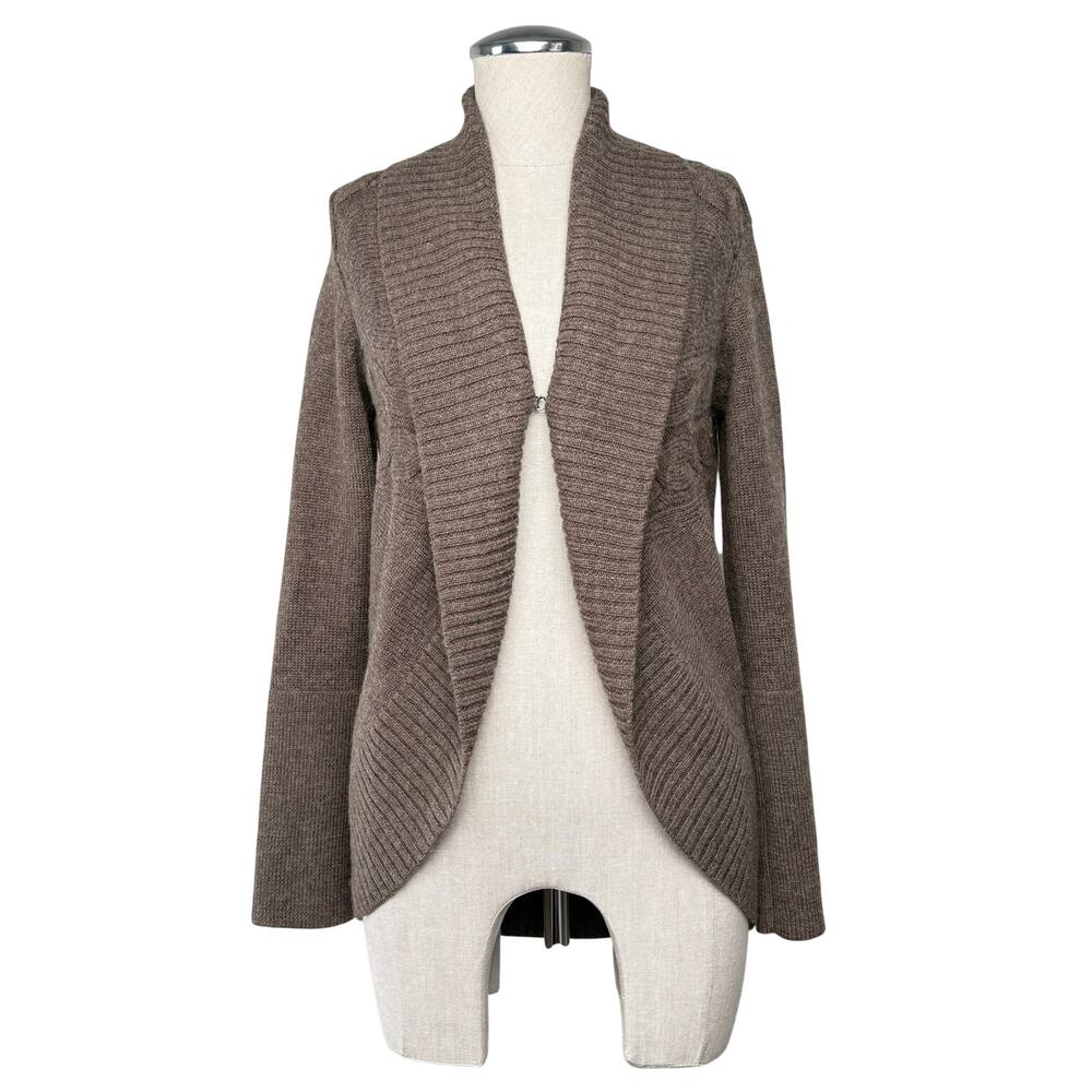 Vintage Isabella Bird Anthropologie Wool Blend Shawl Cardigan Taupe Brown Sz M